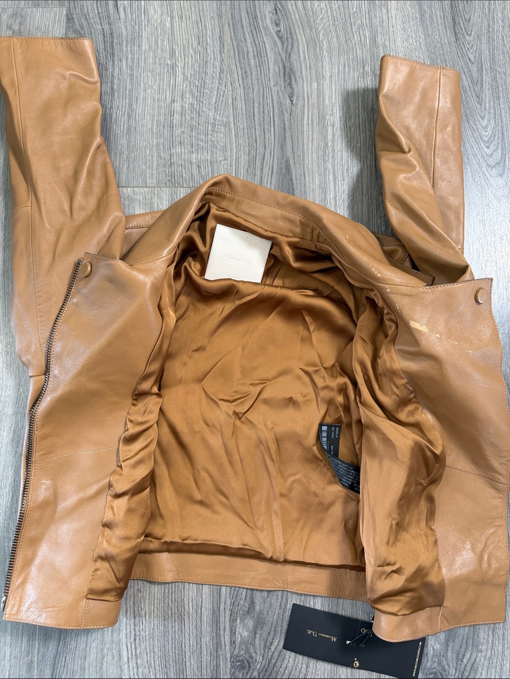 Classic Asymmetric Zip Leather Jacket - Tan - Picture 8 of 14